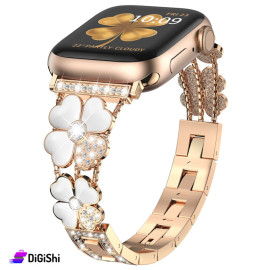 8 max Smart Watch with Rose  Shaped Metal Strap Studded Diamonds