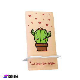 Plexi Mobile Holder with Cactus Drawing Dase - Coral