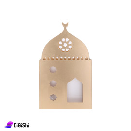 Hollow Square Wooden Lantern In The Shape Of A Mosque