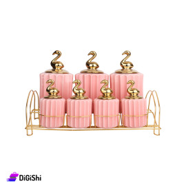 Porcelain Dazzling Set With Metal Base - Pink