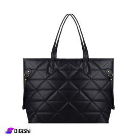 Large Women's Bag Embroidered In The Shape Of Triangles - Black