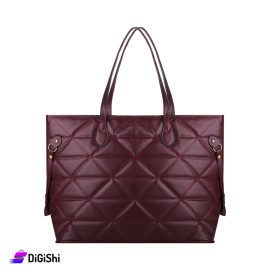 Large Women's Bag Embroidered In The Shape Of Triangles - burgundy