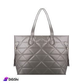 Large Women's Bag Embroidered In The Shape Of Triangles - Gray