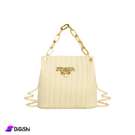 PRADA Women's Small Shoulder And Handbag With Two Chains- Beige