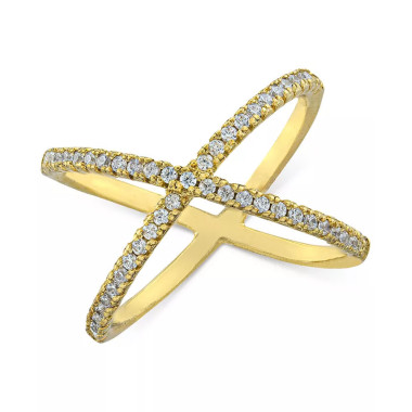 Giani Bernini Womens Gold Cubic Zirconia Crisscross Statement Ring 