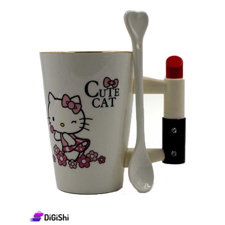Ceramic Cup cute cat - lipstick