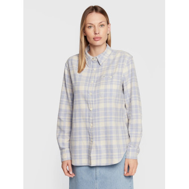 Lee Womens Baby Blue & White All Purpose Checkered  Regular Fit Shirt 