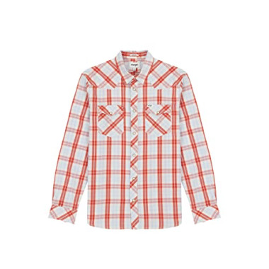 Wrangler Mens Multicolor Powder Blue Western Long Sleeve Shirt 