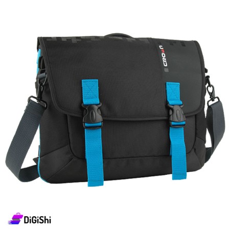 حقيبة لابتوب يد وكتف قماش 17.3 بوصة Crown CCH-3315 - أسود وأزرق