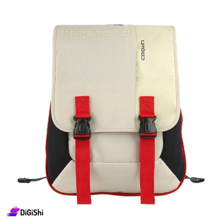 Laptop Backpack with Crown Closure Straps - White