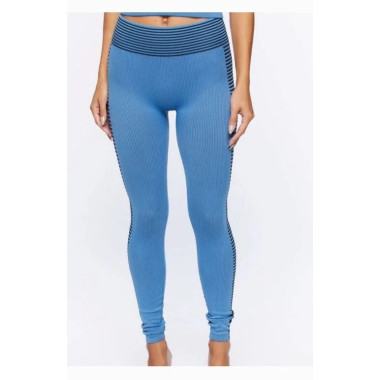 Forever 21 Womens Blue & Black Ribbed High Rise Legging 