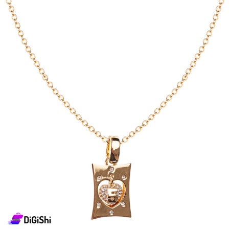 Korean rectangular gold hoop with zirconium heart Collar
