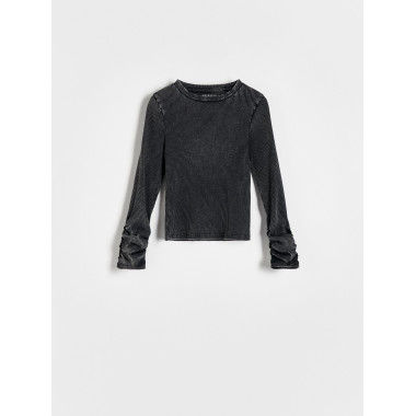 Reserved Girls Black Blouse With Washed Effect 