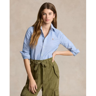Polo Ralph Lauren Womens Blue The Iconic Stretch Slim Fit Oxford Shirt