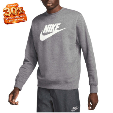 Nike Mens Gray Sportswear Club Fleece Charcoal Heather Sweatshirt 