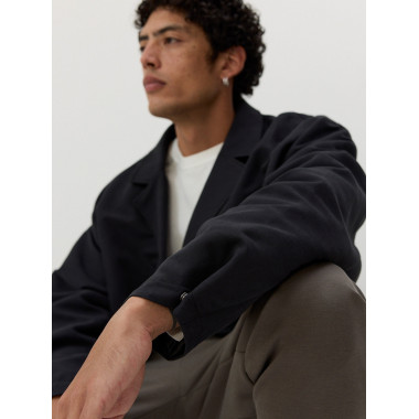 Reserved Mens Black Smooth Oversize Jacket 