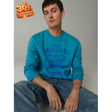 Sinsay Mens Blue Graphic Printed Sweatshirt 