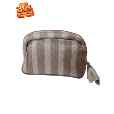 C&A Womens Beige Striped Make Up Bag 
