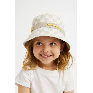 Reserved Girls White & Greige Bucket Hat 