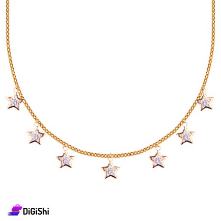 Zircon Stars Brazilian Gold Collar - Golden
