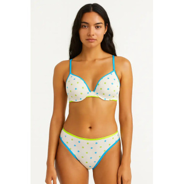 Demar Womens White Blue Green Lingerie Set 