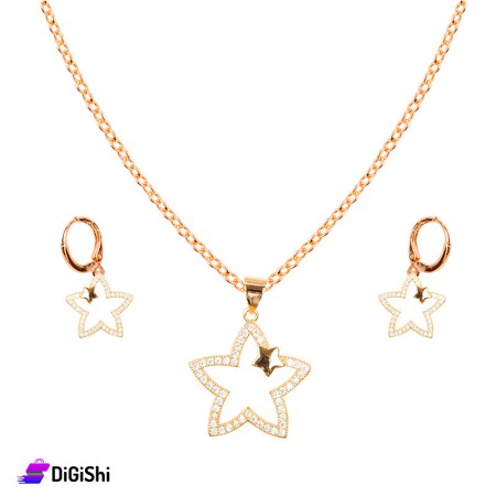Necklace And Earrings Set Gold Brazilian Zircon Stars