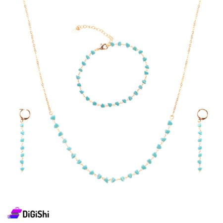 Necklace, Bracelet and Earrings Set Blue Stones