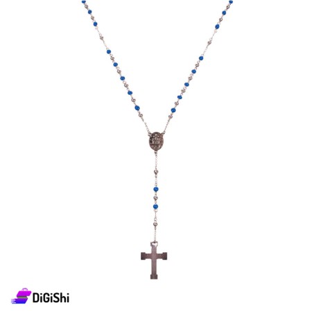 Rosary with Blue and Silver beads