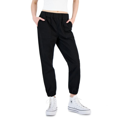 Tinseltown Womens Black Pull-On Utility Jogger Pants 