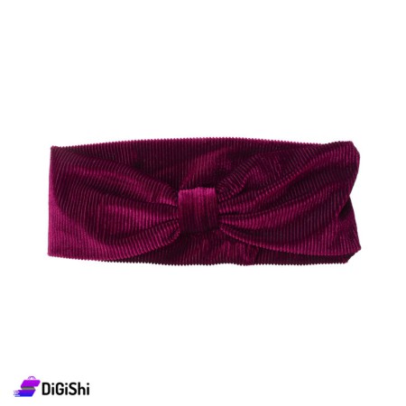 Fashion jewelry Floral knot striped velvet Headband - Dark red