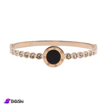 Golden Bracelet With Zircon Circles with Strass