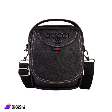 GUCCI Men's Leather Shoulder Bag- Black