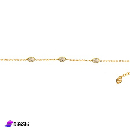 Women's Golden Bracelet with Oval Circles Zircon