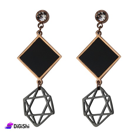Square Earring With Zircon Stone And Star Pendant