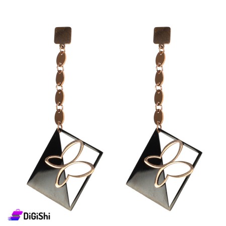 Square Earring With Butterfly