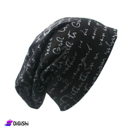 Long canvas cap with writing - Black