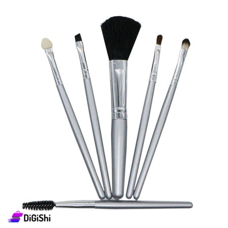 Hello Mini Makeup Brushes Set - Silver