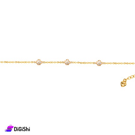 Women's Golden Bracelet with Zircon Flowers