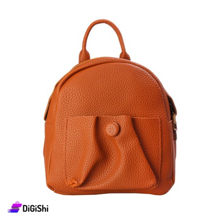 Women's Leather Backpack with Pocket - Honey