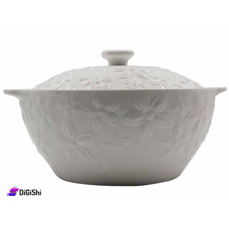 Porcelain Pot With Lid - Roses Pattern