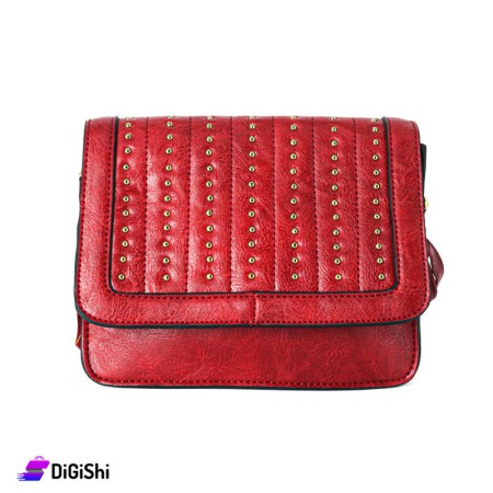 Women's Leather Shoulder Bag - Dark Red