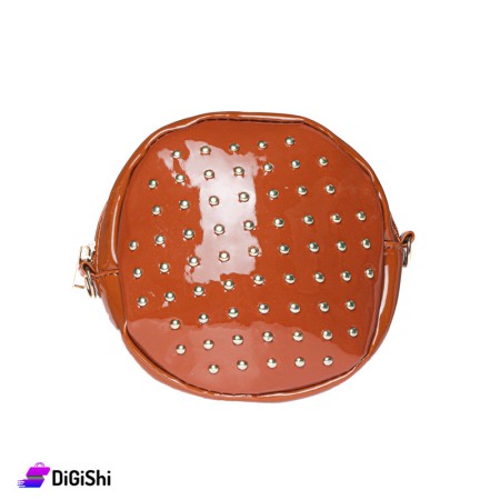 Women's Shiny Leather Shoulder Bag Cercle - Honey