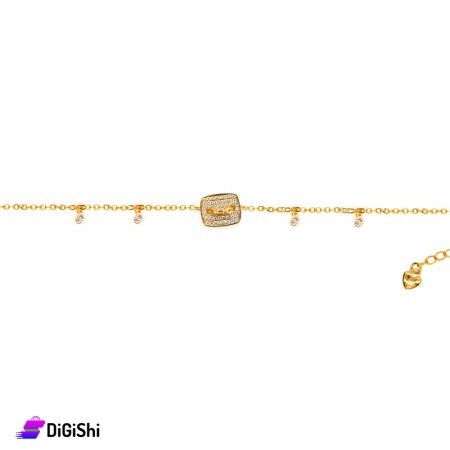Women's Golden Bracelet with Zircon square