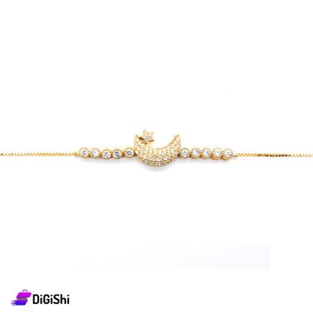 Women's Moon Bracelet with Zircons - Golden