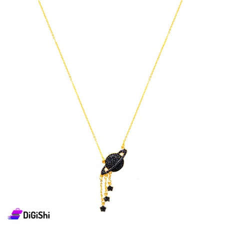 Saturn Black Zircon Collar - Golden