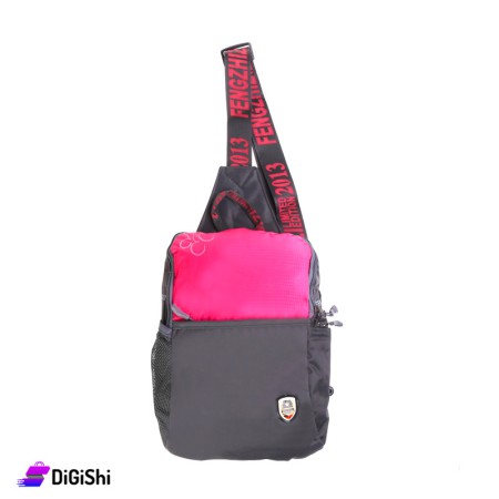 Women's Canvas Shoulder Bag - Pink and Gray