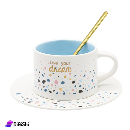 Live Your Dream Ceramic Cup - Light Blue