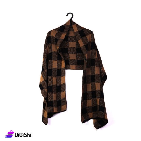 Soft Checked Wool Scarf - Brown