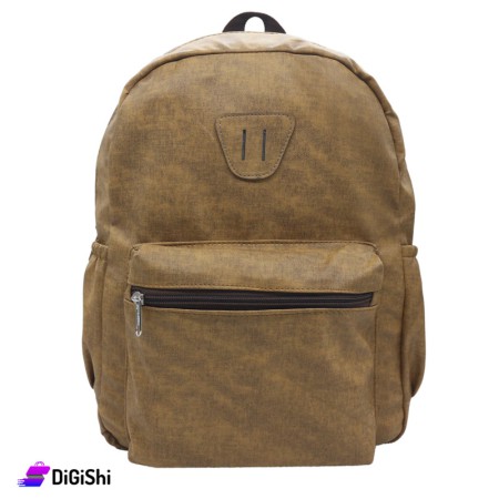 Leather backpack with external pocket - Honey