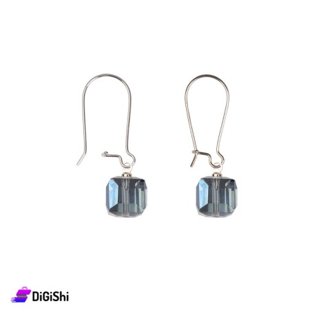 Dark Blue Cubic Stone Earrings
